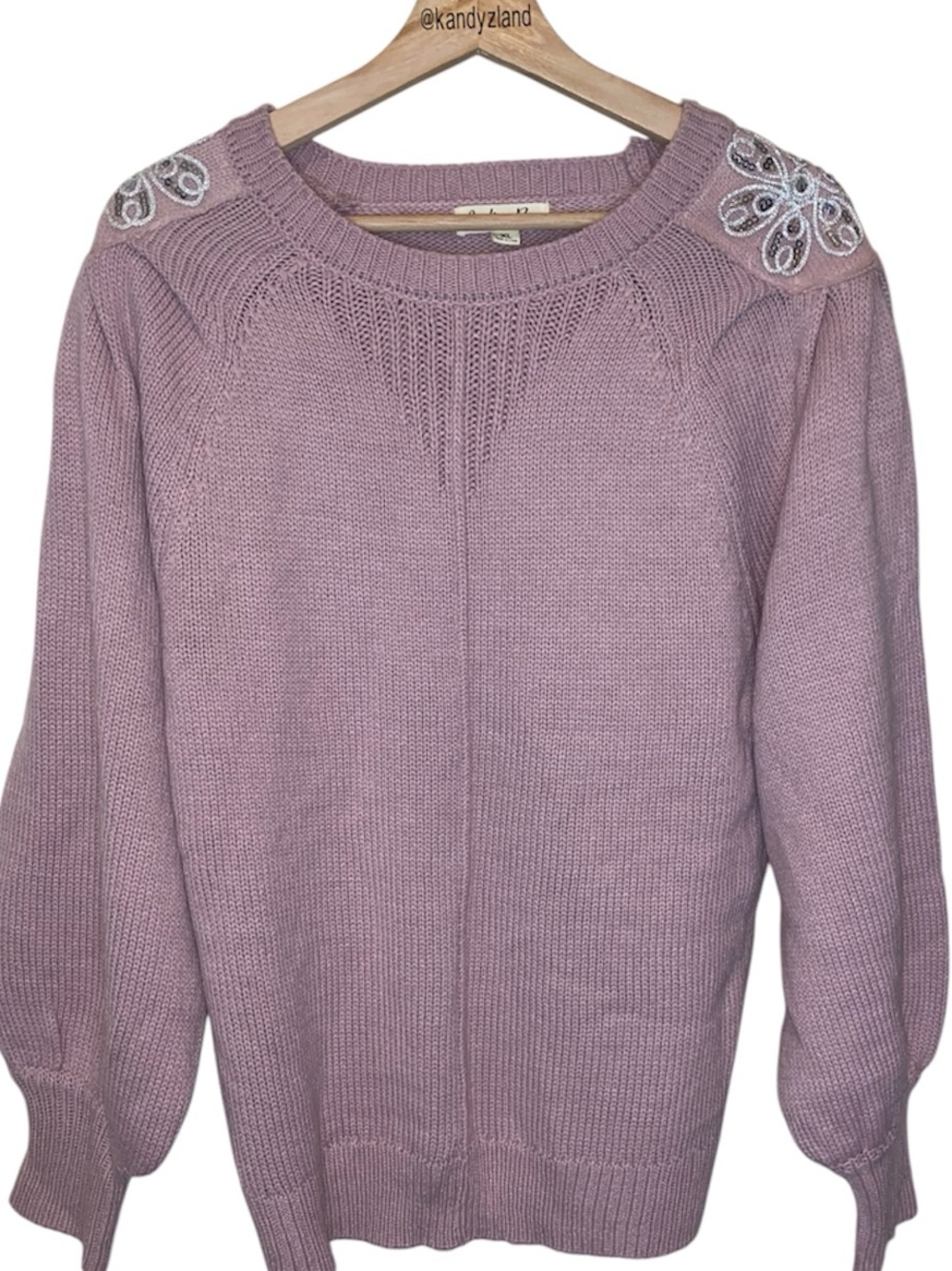 INDIGO ROSE Women’s Mauve Acrylic Embellished Sweater